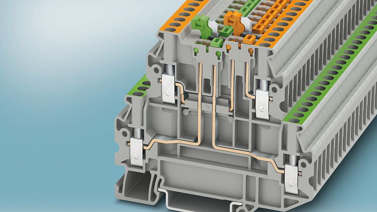 Double-level knife disconnect terminal blocks with universal screw connection
