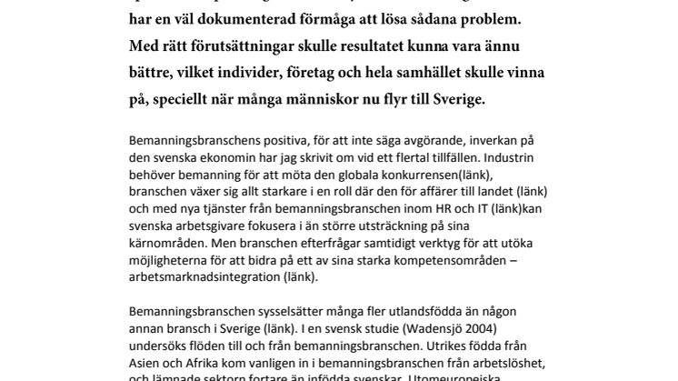Integrationsavtal biljetten till sysselsättning för utlandsfödda