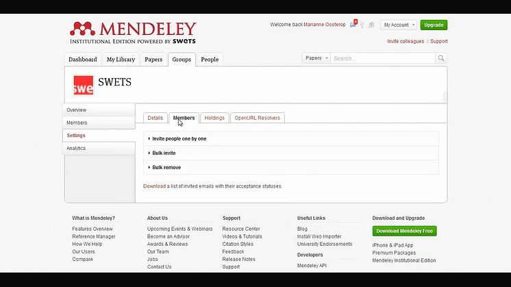 Inviting members to a Mendeley Institutional Edition group (Japanese)