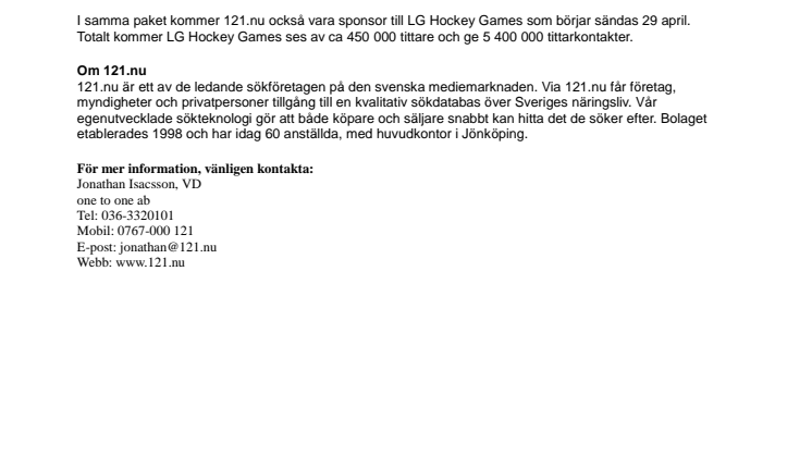 121.nu sponsrar Fotbollskväll på SVT!