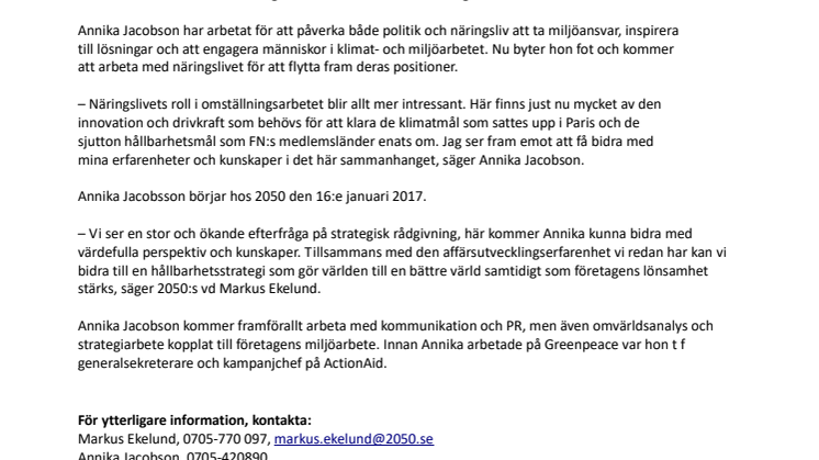 Greenpeace Sverigechef går till näringslivet