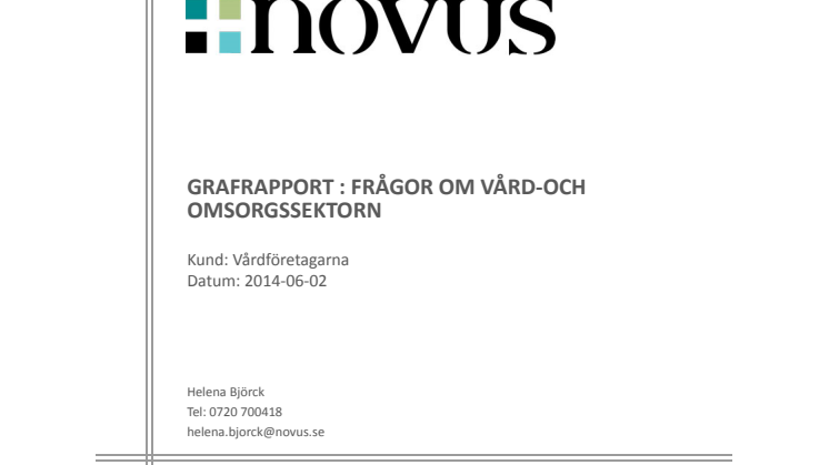 Novusrapport- svenska folkets uppfattning om vård och omsorg