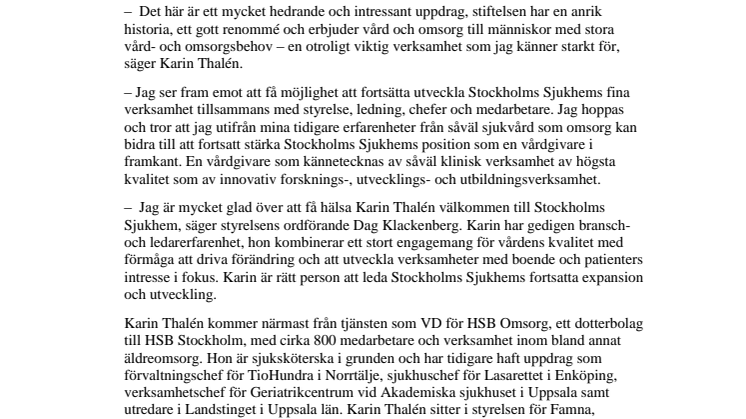 Karin Thalén ny sjukhusdirektör