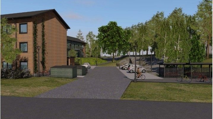 Illustration över nybyggnation på Töresjövägen i Tyresö