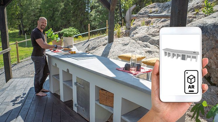 Så muras det ultimata uteköket – komplett projekt med AR-objekt från Finja Betong