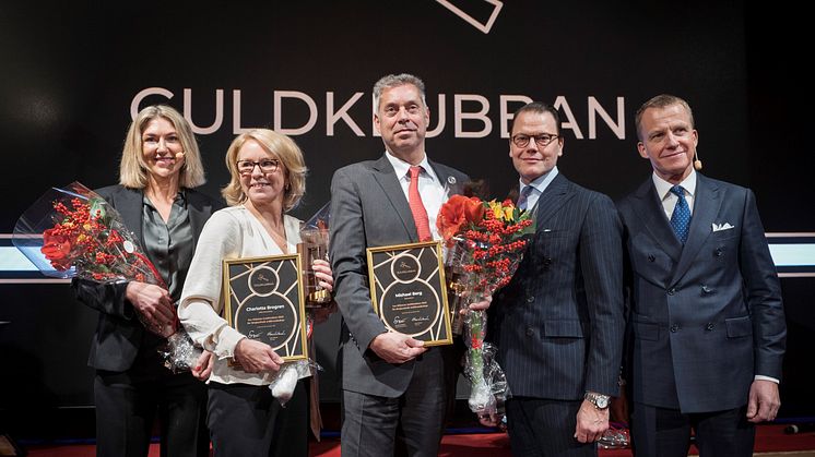 Från vänster: Maria Källsson (styrelseledamot, Styrelseakademien), Cecilia Wachtmeister (styrelseledamot, HMS Networks), Michael Berg (styrelseordförande, BabyBjörn), H.K.H. Prins Daniel, Hans Warén (partner, Deloitte)