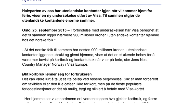 Nordmenn har 900 millioner i utenlandske kontanter hjemme