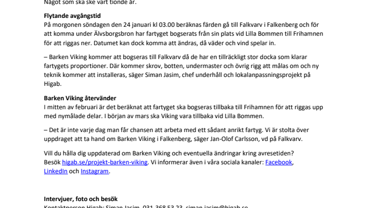 Då lämnar Barken Viking Göteborg