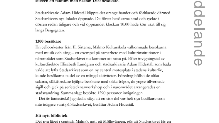 Succé för nyinvigt stadsarkiv