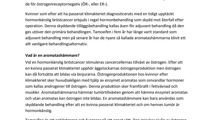 Fakta om Femar, bröstcancerbehandling och studien BIG 1‐98