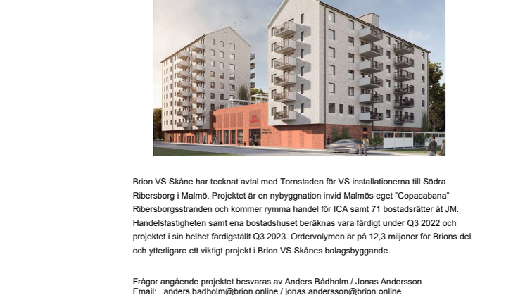 Brion Installation & Service VS Skåne installerar på Södra Ribersbborg