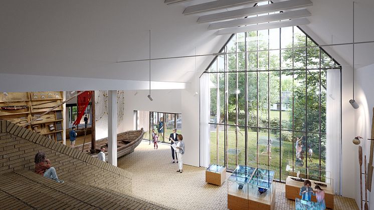 Med transformationen af den eksisterende udstillingsbygning ’Skibshallerne’ åbnes der op til omgivelserne, mens en læringstrappe bliver centrum for museet som dannelses- og reflektionssted. 