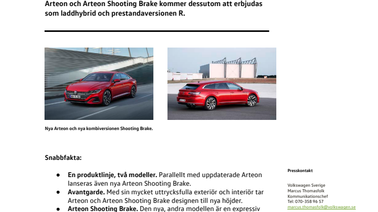 Volkswagen presenterar nya Arteon – som laddhybrid, R-version och Shooting Brake
