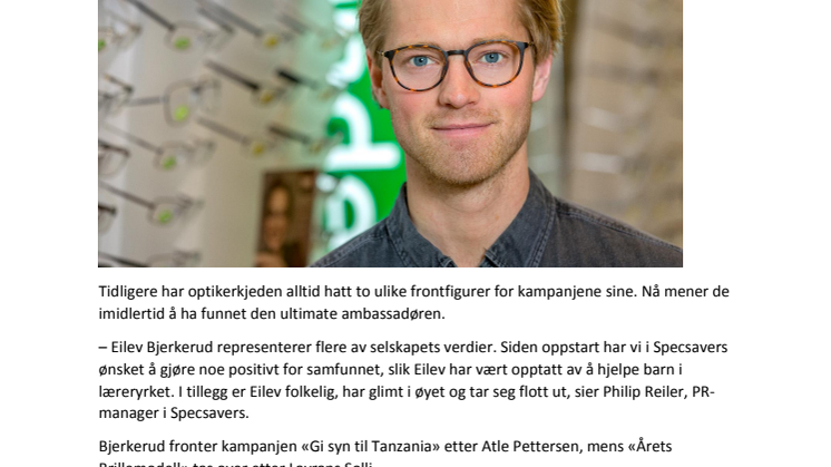Eilev Bjerkerud blir ny Specsavers-ambassadør