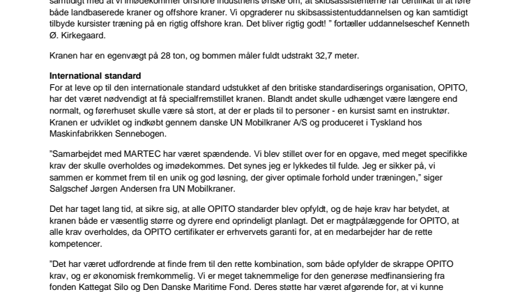 Ny offshore kran på MARTEC lever op til international standard 
