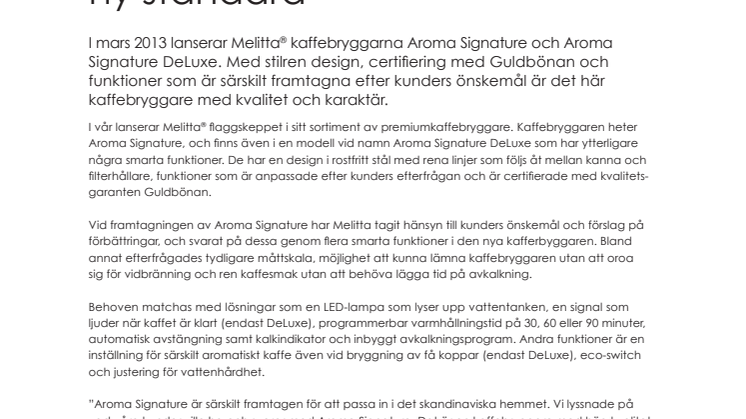 Melitta® Aroma Signature – kaffebryggaren som sätter en ny standard