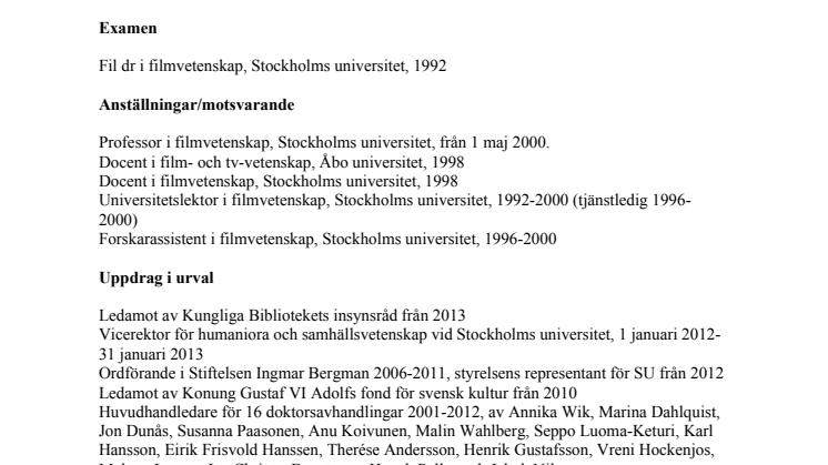 Astrid Söderberg Widding CV