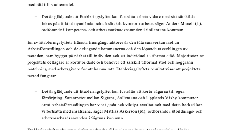 Fortsatt EU-stöd till framgångsrikt arbetsmarknadsprojekt för nyanlända