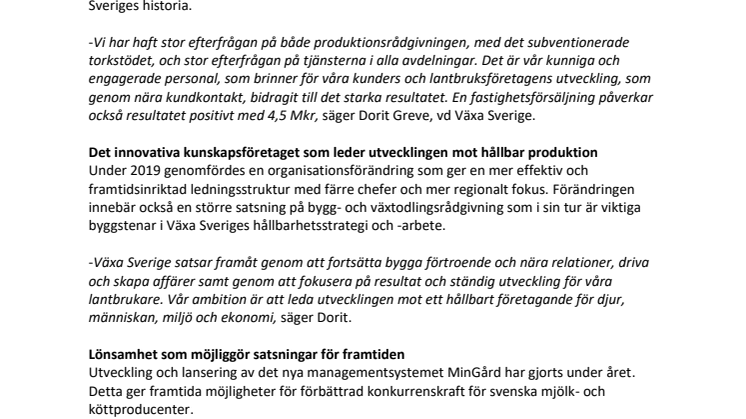 Växa Sverige gör rekordresultat och lämnar återbäring med 8,1 Mkr