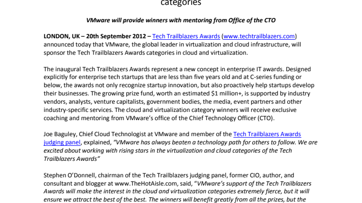 VMware sponsors Tech Trailblazers Awards’ cloud and virtualization categories