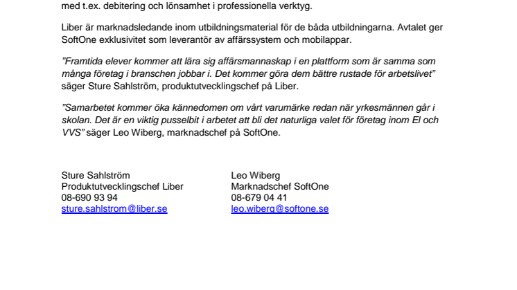 SoftOne och Liber i unikt samarbete