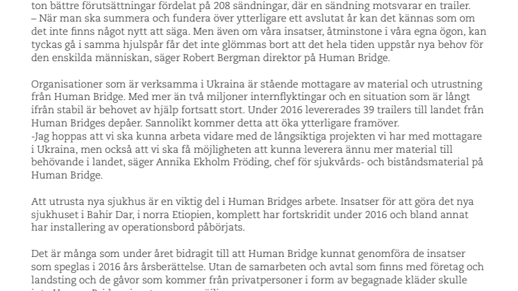 Mer material i bistånd 2016