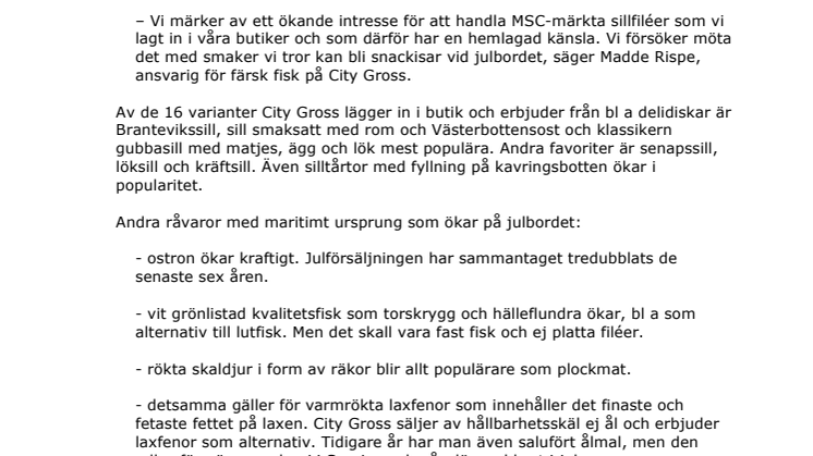 Mer fisk på julbordet