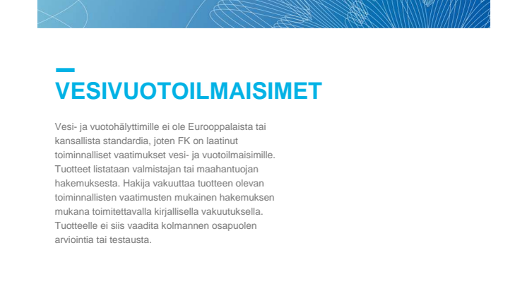 Vesivuotoilmaisimet Finanssialan keskusliitto