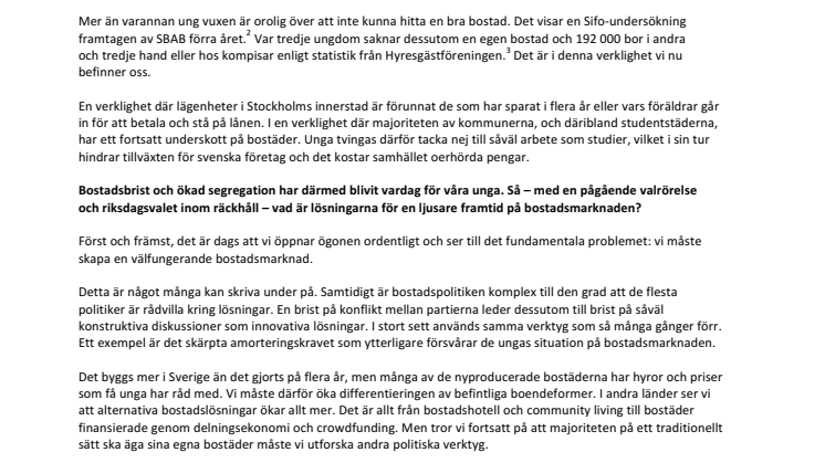När ska vi sluta blunda och istället förbättra ungas bostadssituation?