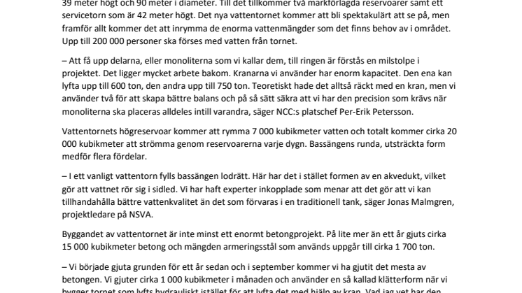 Ett jättekliv framåt för Helsingborgs nya landmärke – vattenreservoaren lyfts på plats