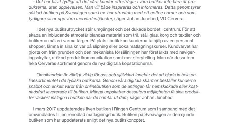 Nytt butikskoncept i Cerveras flagship store