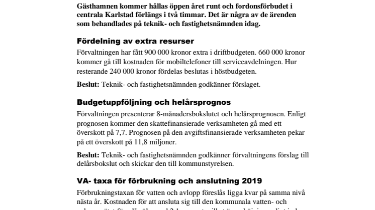 ​Beslut från teknik- och fastighetsnämnden 19 september