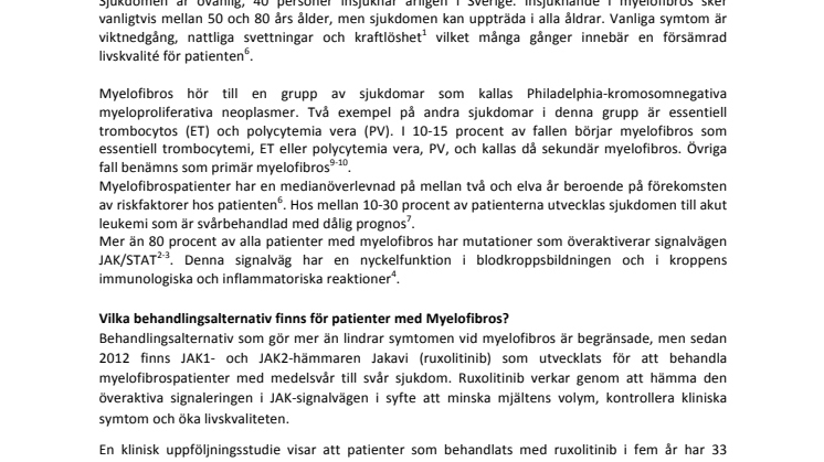 Fakta om myelofibros, MF