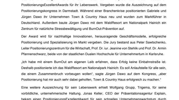 Gabriele und Jürgen Dawo erhalten Ehrenpreis