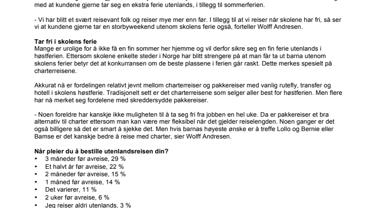 Nå bestiller vi reiser for høstferien
