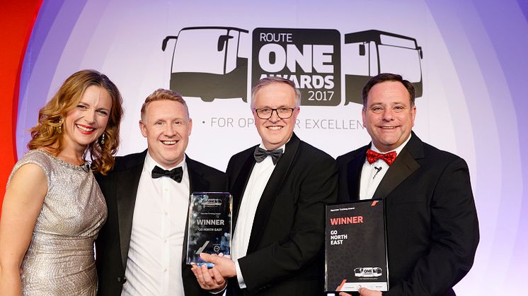 Go North East collecting the Operator Training Award at last year's routeone Awards