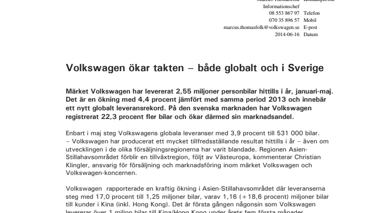 Volkswagen ökar takten – både globalt och i Sverige