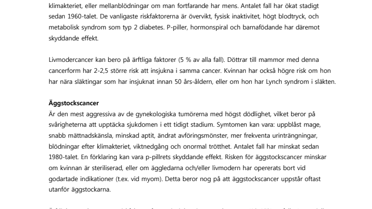 Faktablad gynekologisk cancer
