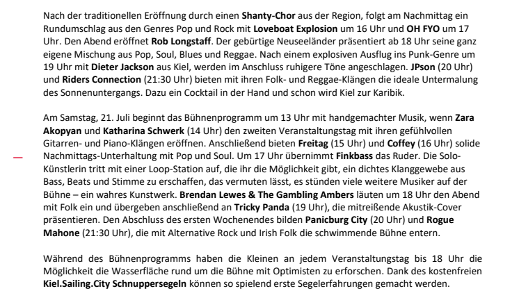 10. Bootshafensommer startet am Freitag mit Pop bis Punk