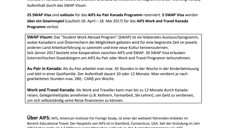 Working Holiday in Kanada für Österreicher