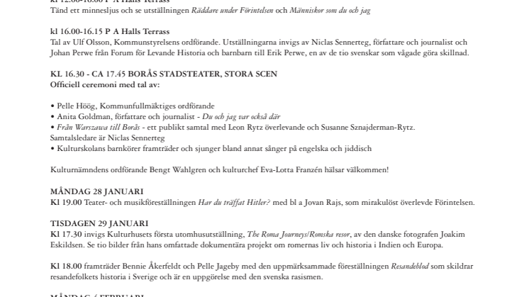 Borås Stad uppmärksammar Förintelsen
