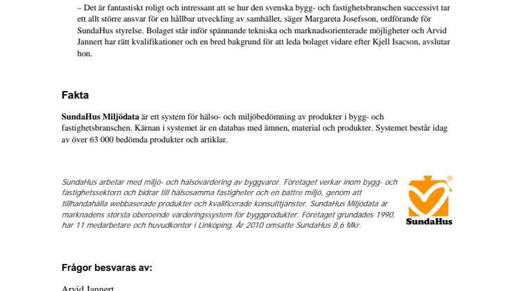 Ny VD för SundaHus i Linköping AB