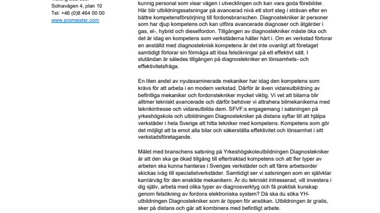Fordonsbranschen är i behov av fler Diagnostekniker, en kompetens som ökar lönsamheten
