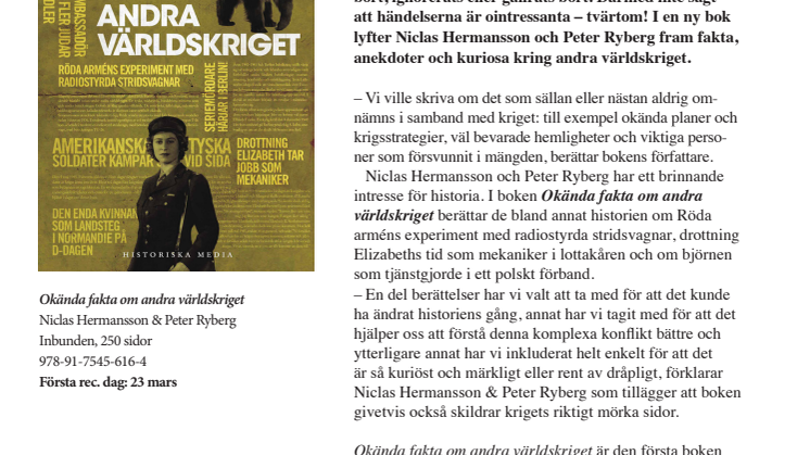 Ny bok avslöjar okända fakta om andra världskriget