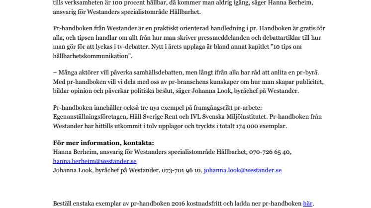 Hållbarhetstips årets nyhet i pr-handboken