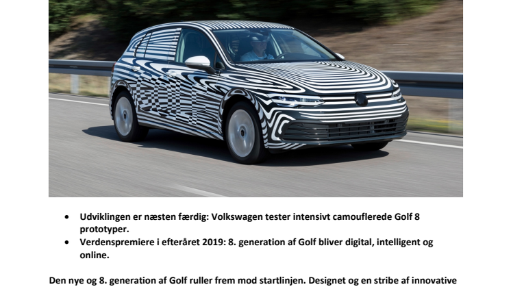 Den nye Golf 8 kører ind den afsluttende testfase