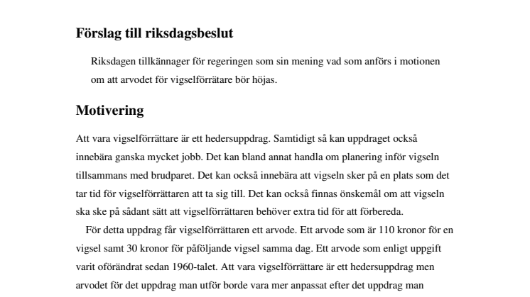 Högre arvode för vigselförrättare