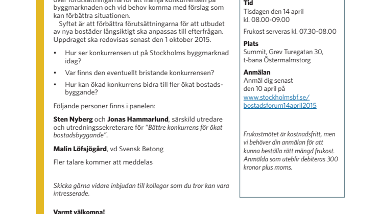 Bostadsforum: Leder ökad konkurrens till fler bostäder?
