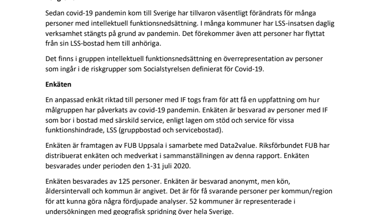Rapport enkät till personer med IF om coronapandemin