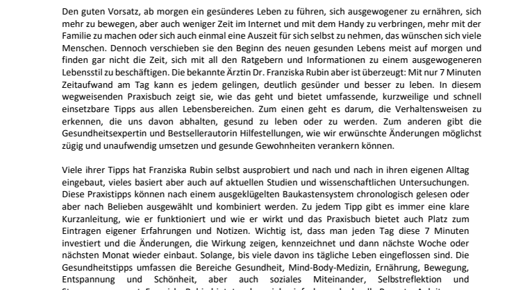 Presseinfo "7 Minuten am Tag"